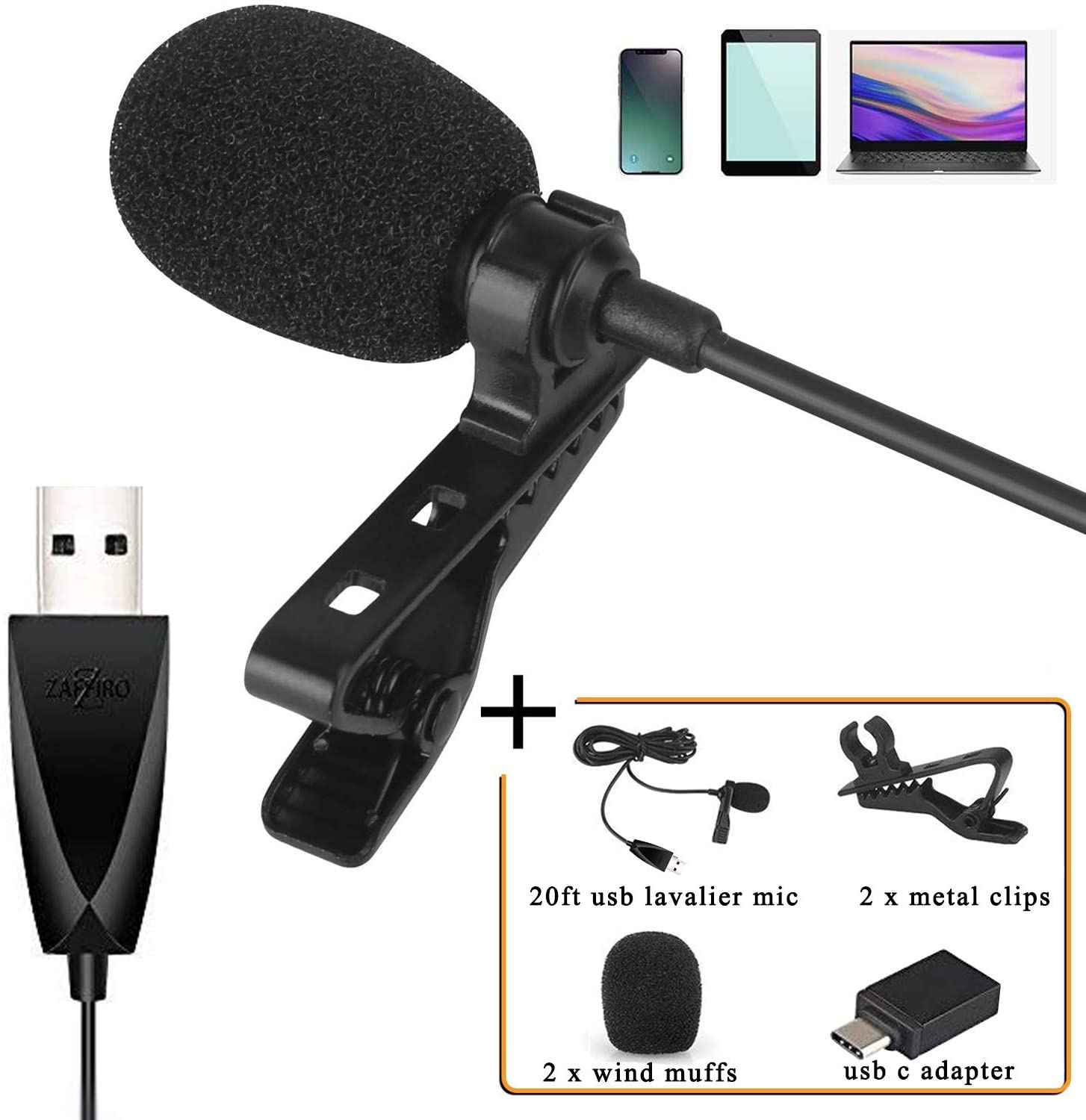 modnes Fritagelse bestøve Zaffiro USB Lavalier Microphone Rentals - Rentex